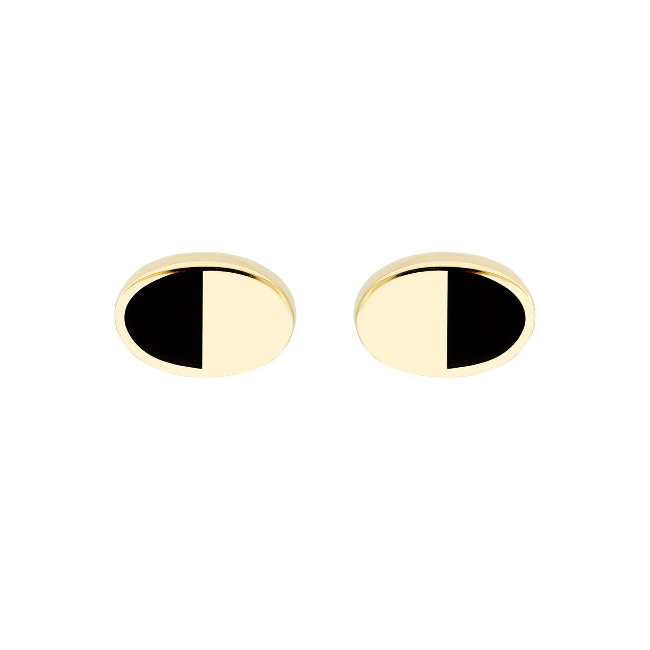 14k 50/50 Black/High Polished Oval Stud Earring